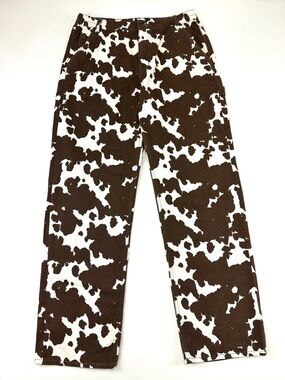 Aeropostale Cow Print Carpenter Pants Baggy Brown White Y2K Western Grunge Large